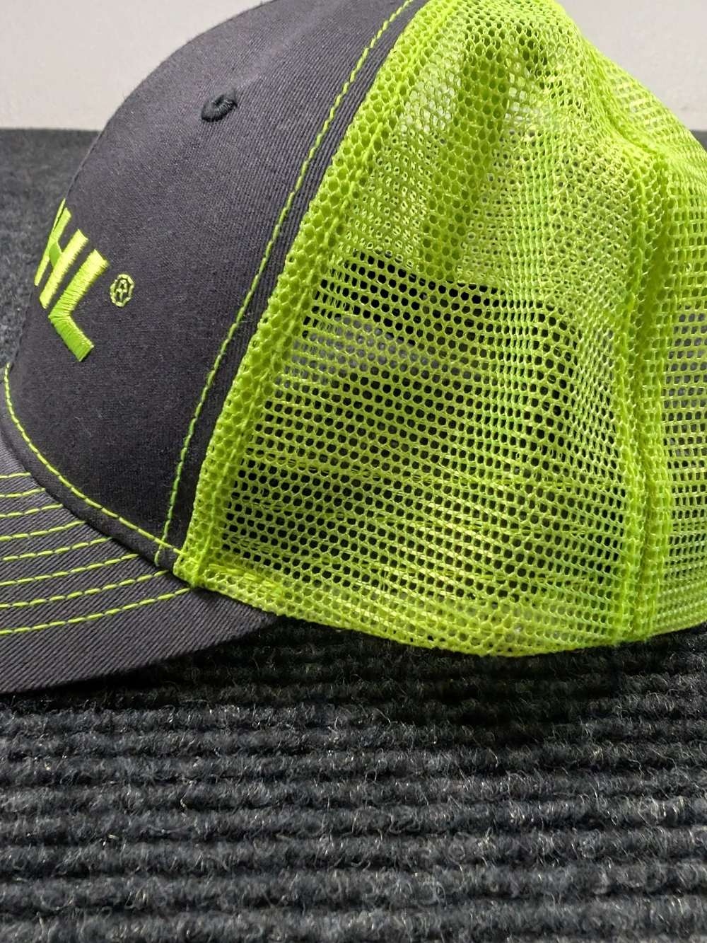 STIHL Trucker Hat Snapback Mesh Cap Gray Neon Green